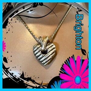 💕Brighton Silver Heart Pendant Retired Necklace w/Gold Accent